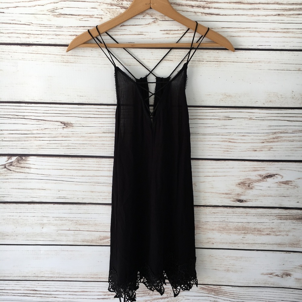 Free People Black Lace Dress Sz S